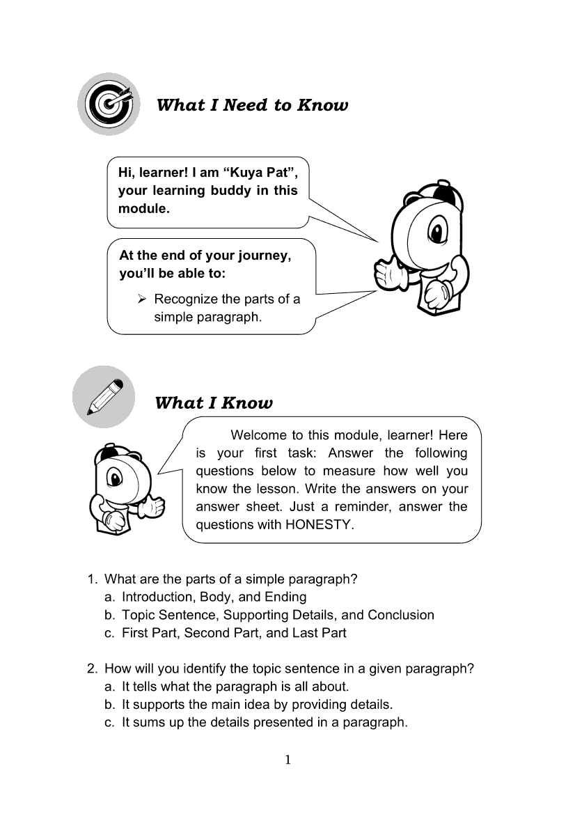 English 4 Module 1 Unity Within Recognizing The Parts Of A Simple